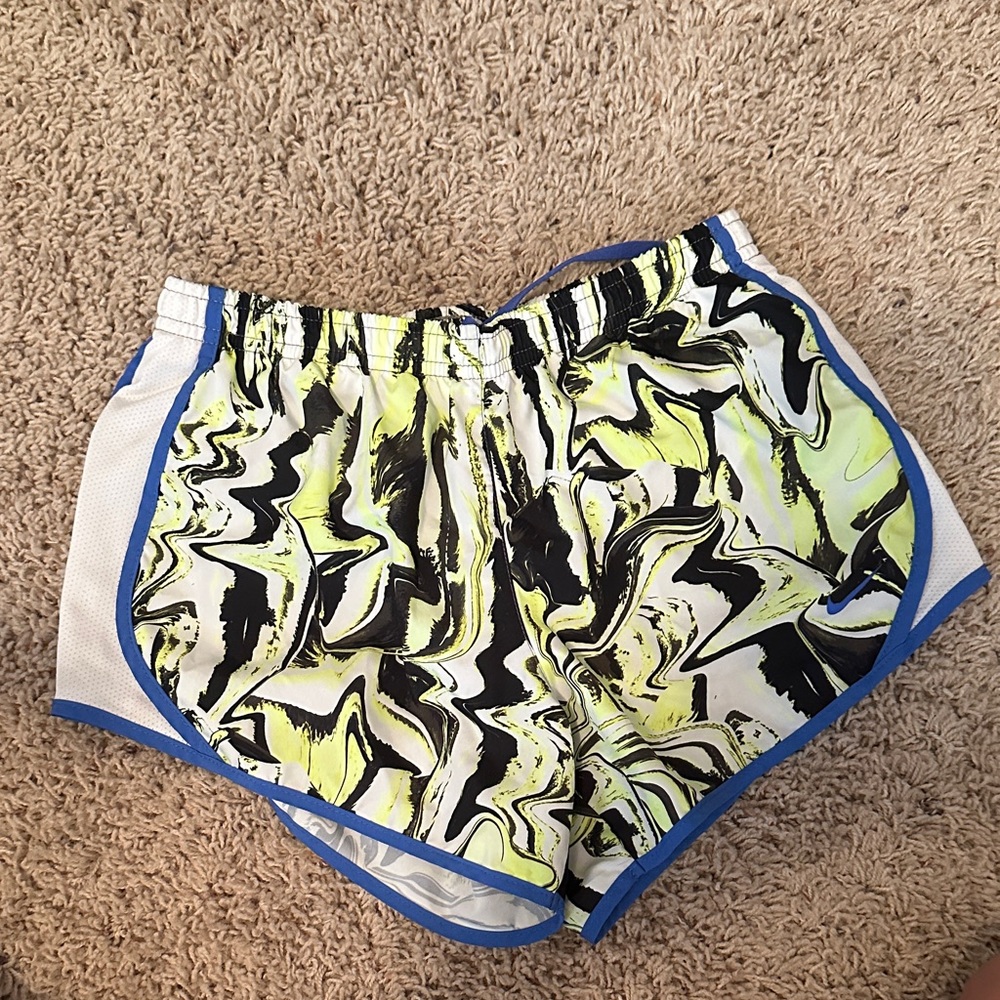 Nike Girls Blue, Black and Yellow Athletic Shorts